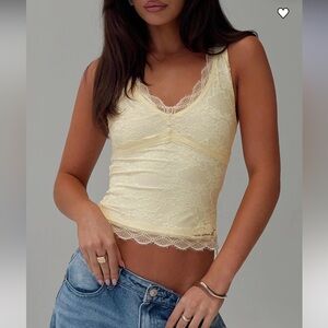 Princess Polly Yellow Lace Far Away Top size 2 NWT